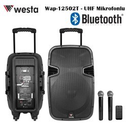 12-Bataryalı 250Watt Aktif Kabin Hoparlör-2xUHF Mikrofon- - Westa
