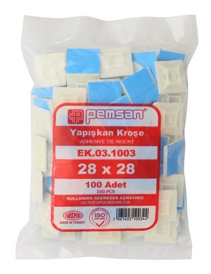 28x28 Yapışkanlı Beyaz Kroşe-Pemsan-100 Adet - 1