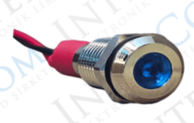 3faz 10 mm Mavi LED Metal Kablolu Sinyal Lambası 24V - 1