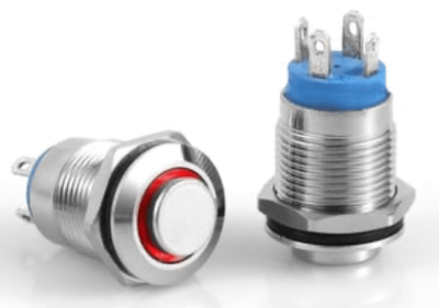 3faz 12 mm Kırmızı LED Metal Buton 12V - 1