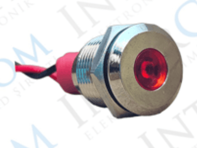 3faz 12 mm Kırmızı LED Metal Kablolu Sinyal Lambası 24V - 1
