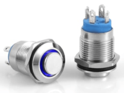 3faz 12 mm Mavi LED Kalıcı Metal Buton 12V - 3faz
