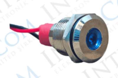 3faz 12 mm Mavi LED Metal Kablolu Sinyal Lambası 24V - 1