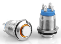 3faz 12 mm Turuncu LED Kalıcı Metal Buton 12V - 3faz
