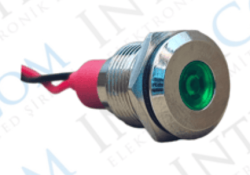 3faz 12 mm Yeşil LED Metal Kablolu Sinyal Lambası 24V - 3faz