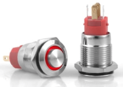 3faz 16 mm Çıkık Kırmızı Halka LED’li Anahtar IP67 24V - 1