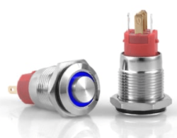 3faz 16 mm Çıkık Mavi Halka LED’li Anahtar IP67 24V - 3faz