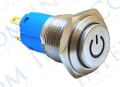 3faz 16 mm Çıkık Mavi POWER Logolu LED Anahtar IP67 24V - 1