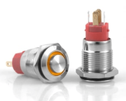 3faz 16 mm Çıkık Turuncu Halka LED’li Anahtar IP67 24V - 3faz