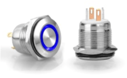 3faz 16 mm Mavi Halka LED Buton IP65 - 3faz