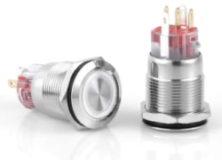 3faz 19 mm Beyaz Halka LEDli Anahtarlı Buton IP67 24V - 3faz