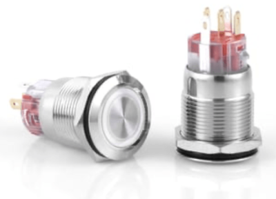 3faz 19 mm Beyaz Halka LEDli Anahtarlı Buton IP67 24V - 1