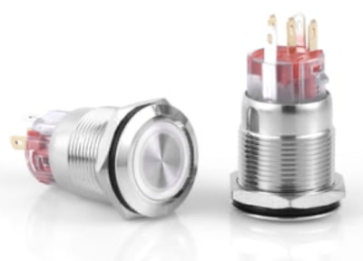 3faz 19 mm Beyaz Halka LEDli Buton IP67 24V - 1
