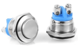 3faz 19 mm Işıksız Metal Çıkık Tip Buton 2P Endüstriyel Kontrol Anahtarı - 3faz
