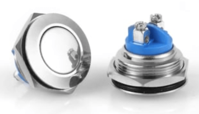 3faz 19 mm Işıksız Metal Düz Tip Buton 2P Endüstriyel Kontrol Anahtarı - 1