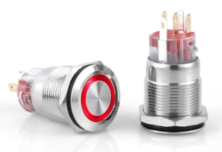 3faz 19 mm Kırmızı Halka LEDli Anahtarlı Buton IP67 24V - 3faz