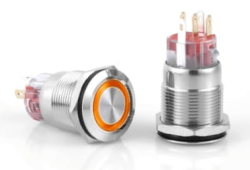 3faz 19 mm Turuncu Halka LEDli Anahtarlı Buton IP67 24V - 3faz
