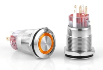 3faz 19 mm Turuncu Halka LEDli Anahtarlı Buton IP67 24V - 1