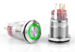 3faz 19 mm Yeşil Halka LEDli Buton IP67 24V - 3faz