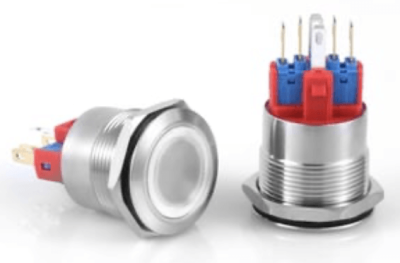 3faz 22 mm Beyaz Halka LEDli Anahtarlı Buton IP65 24V - 1