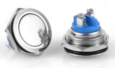 3faz 22 mm Işıksız Metal Düz Tip Yaylı Buton IP65 - 1