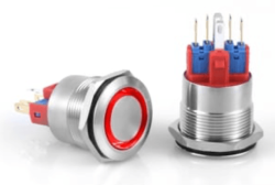 3faz 22 mm Kırmızı Halka LEDli Buton IP65 24V - 3faz