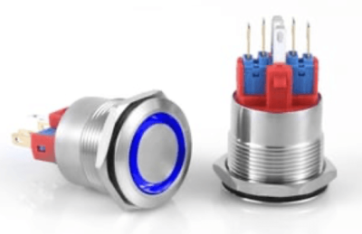 3faz 22 mm Mavi Halka LEDli Buton IP65 24V - 1