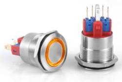 3faz 22 mm Turuncu Halka LEDli Anahtarlı Buton IP65 24V - 3faz