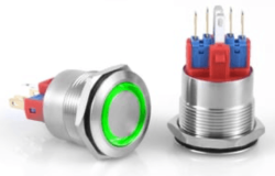 3faz 22 mm Yeşil Halka LEDli Buton IP65 24V - 3faz