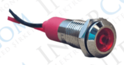 3faz 8 mm Kırmızı LED Metal Kablolu Sinyal Lambası 24V - 3faz
