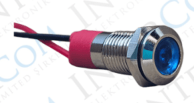 3faz 8 mm Mavi LED Metal Kablolu Sinyal Lambası 24V - 1