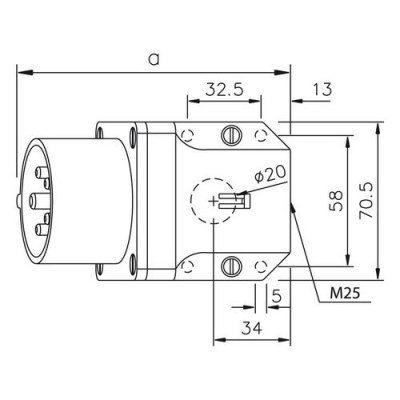 Mete Enerji 3x16a Ip44 Duvar Fişi-Eğik Gövdelı-Vidalı Bağlantı-406301v - 2