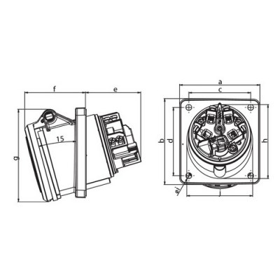 Mete Enerji 4x63a Ip44 Makıne Prızı -Eğik-/ 406529 - 2