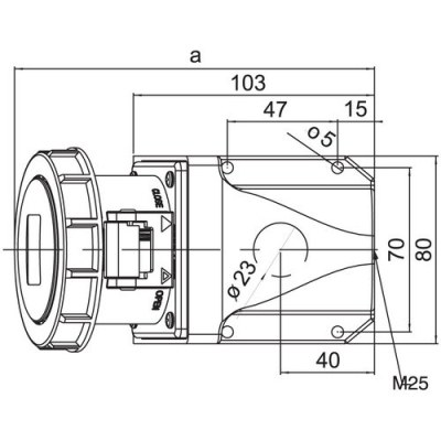 Mete Enerji 5x16a Ip67 Duvar Prızı-Eğik Gövdelı-Vidalı Bağlantı-406609v - 2