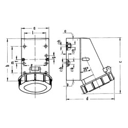 Mete Enerji 5x32a Ip67 Duvar Prizi Eğik Gövdeli Vidalı Bağ/ T1155v - 2