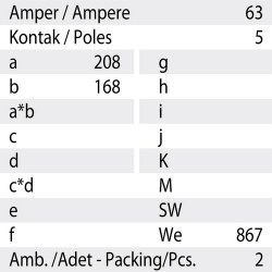 Mete Enerji 5x63a Ip44 Duvar Prızı-Eğik Gövdelı-406623 - 3