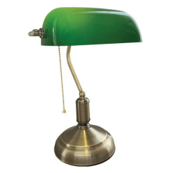 ACK Yeşil Camlı Eskitme Banker Masa Lambası -AF10-00527- - ACK