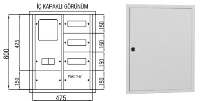 Çetinkaya-1 Adet Trifaze Sayaç 7-27 Sigorta-Pako Sıvaaltı Dağıtım ve Sayaç Panosu-ÇP 101 - 1