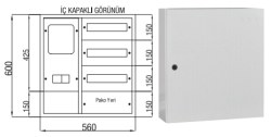 Çetinkaya-1 Adet Trifaze Sayaç 7-27 Sigorta-Pako Sıvaüstü Dağıtım ve Sayaç Panosu-ÇP 102 - 1