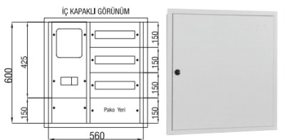 Çetinkaya-1 Adet Trifaze Sayaç 7-39 Sigorta-Pako Sıvaaltı Dağıtım ve Sayaç Panosu-ÇP 101 A - 1