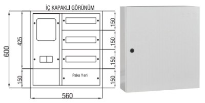 Çetinkaya-1 Adet Trifaze Sayaç 7-39 Sigorta-Pako Sıvaüstü Dağıtım ve Sayaç Panosu-ÇP 102 A - 1