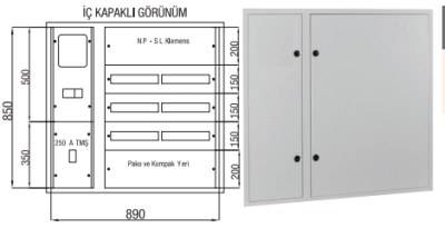 Çetinkaya-1 Adet Trifaze Sayaç 7-78 Sigorta-250A Kompakt Şalter Sıvaaltı Dağıtım ve Sayaç Panosu-ÇP 101 C - 1