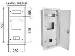 Çetinkaya 1 Piece of Three-Phase 7+8 Fuse Flush Mounted Distribution and Counter Panel Box - Çetinkaya