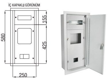 Çetinkaya 1 Piece of Three-Phase 7+8 Fuse Flush Mounted Distribution and Counter Panel Box - 1