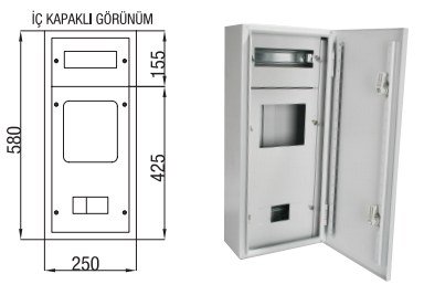 Çetinkaya 1 Piece of Three-Phase 7+8 Fuse Surface Mounted Distribution and Counter Panel Box - 1