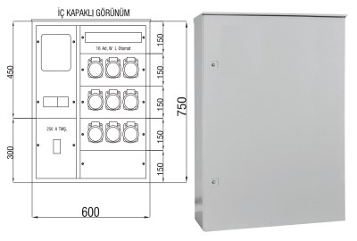 Çetinkaya 3 Single-Phase, 6 Three-Phase Sockets Compact Switch Wall-Type Construction Site Panel Box - 1