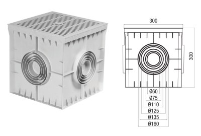 Çetinkaya-30x30x30 Termoplastik 4 Çıkışlı Kapaklı Yeraltı Buatı-ÇP 303030 - 1