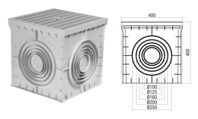 Çetinkaya-40x40x40 Termoplastik 4 Çıkışlı Kapaklı Yeraltı Buatı-ÇP 404040 - 1