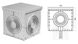 Çetinkaya-55x55x50 Termoplastik 4 Çıkışlı Kapaklı Yeraltı Buatı-ÇP 555550 - Çetinkaya