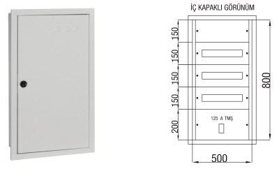 Çetinkaya-60 Adet Sigorta-125A Kompakt Şalter Sıvaaltı Sigorta Dağıtım Panosu-ÇP 824 - 1